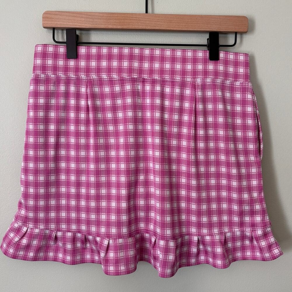 IZOD Pink Plaid Ruffle Skort, Small Short Mini Golf Pickleball Tennis - Picture 4 of 7